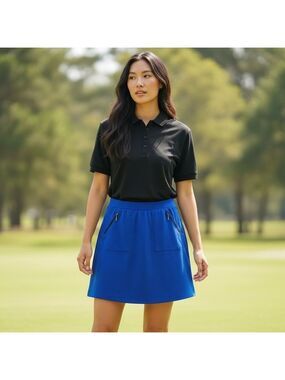 Tail golf skort embossed cerulean blue metal zipper pockets 17 inch size M